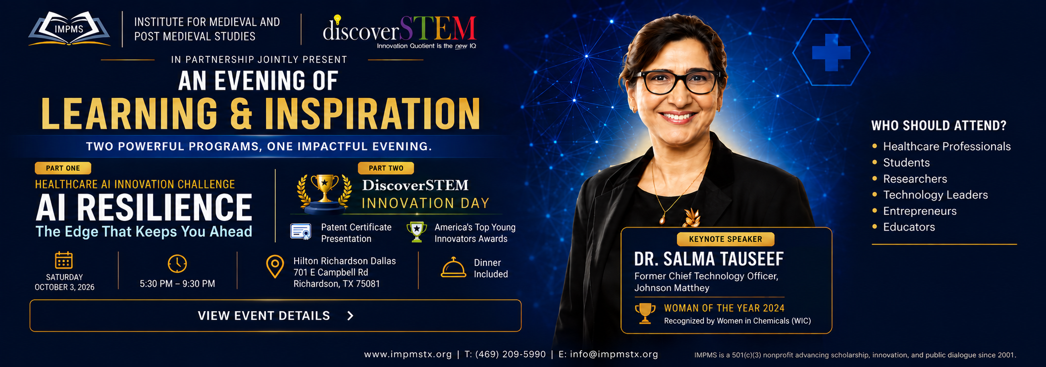 An Evening of Learning & Inspiration — AI Resilience and DiscoverSTEM Innovation Day, Saturday October 3, 2026 at Hilton Richardson Dallas